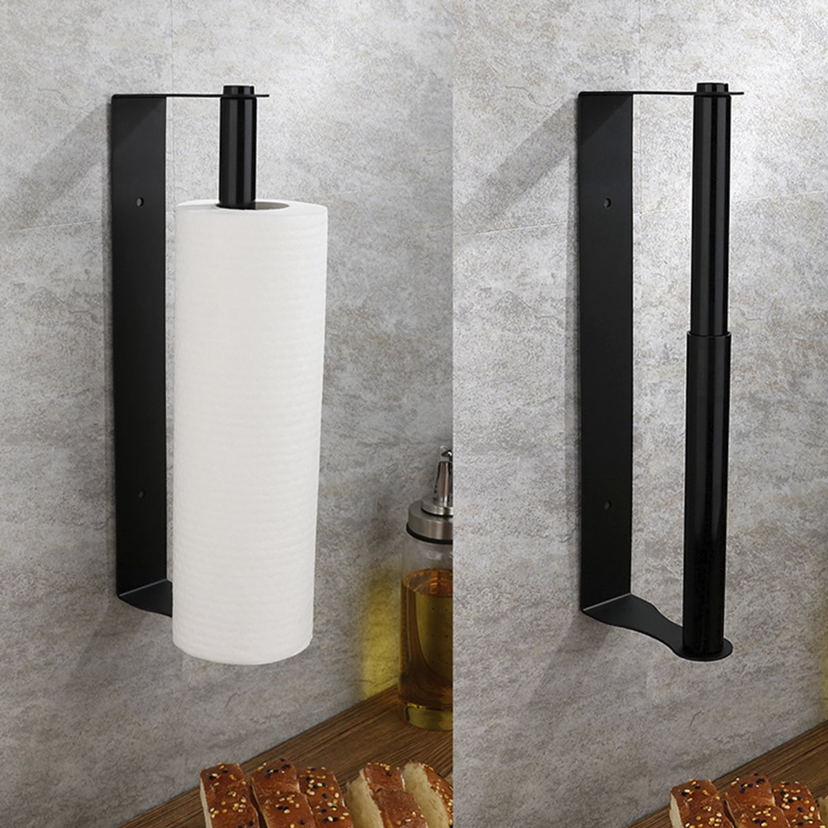 Paper Towel Holder Under Cabinet Wall Mount Stainless Steel Tissue Roll  Heavy Duty Hanger Adhesive or Drilling Rack Durable Toilet for Kitchen