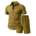 thumbnail image 3 of MHOSTAFH Men's Shorts Set Summer Beach Vacation 2 Piece Outfits Short Sleeve Shirts and Drawstring Short Pant Loungewear Set, 3 of 7