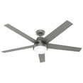 thumbnail image 3 of Hunter - Aerodyne Indoor Ceiling Fan With Light, Remote, 60-inch, Matte Silver, Casual-style, 6-speed DC Motor, Energy Star, WiFi Smarthome, 52834, for Living Rooms, Bedrooms, 3 of 18