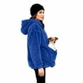 thumbnail image 5 of Fleece Sweatshirts Women Winter Hoodie With Kangaroo Pockets And Cat Carrier Pouch Dog Sweatshirt For Pet Mistress Warm Royal Blue XL, 5 of 5