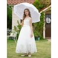 thumbnail image 4 of IBTOM CASTLE Flower Girl Lace Dress for Kids Wedding Bridesmaid Pageant Party Formal Long Maxi Gown Princess Communion Tulle Bow Dresses 9-10 Years White, 4 of 9