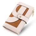 thumbnail image 1 of Billetera yiijay de piel con bloqueo RFID para mujer, triple, con soporte para bolígrafos, 1 of 6
