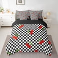 thumbnail image 2 of Castle Fairy Cute Fruit Cherry Bedding Comforter Set,Geometric Checkered Full Bedding Set, 2 of 8
