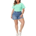 thumbnail image 2 of Agnes Orinda Plus Size T Shirts for Women Basic V Neck Short Sleeve Tops 2X Mint Blue, 2 of 6