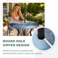 thumbnail image 4 of Round Outdoor Tablecloth with Umbrella Hole and Zipper, Blue Grey Tablecloth with Elastic Waterproof, Modern Oil Painted Art Abstract Geometric Patio Table Covers for 45" - 54" Picnic Pool Tables, 4 of 9