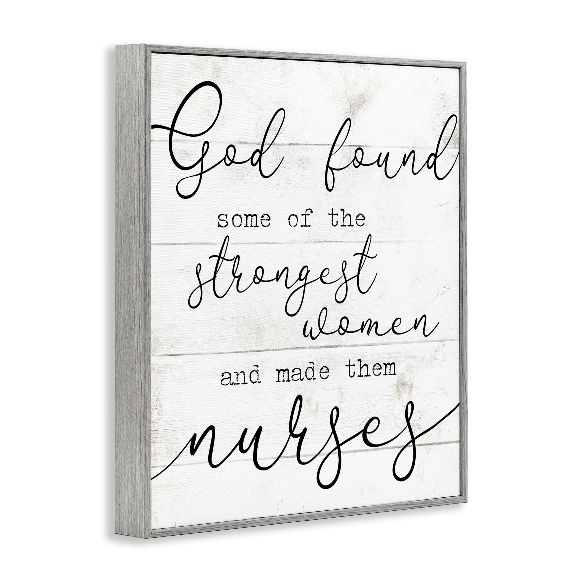 Stupell Industries God And Strange Nurses Funny Wood Textured Word Design Framed Wall Art by Daphne Polselli