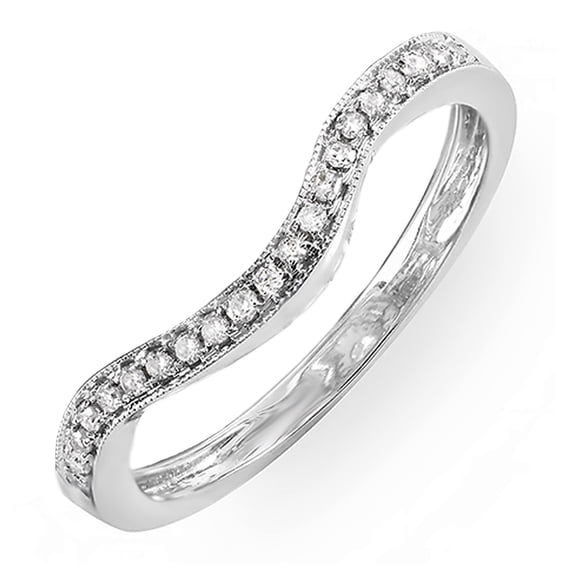 Dazzlingrock Collection 0.15 Carat (ctw) 14K Round White Diamond Ladies Wedding Contour Guard Ring, White Gold, Size 6