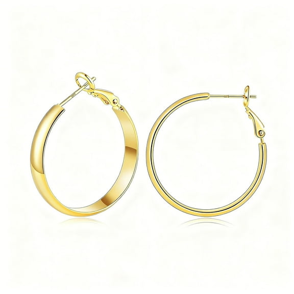 14k Gold Plated Hoop Earrings, Huggie Hoop Earrings for Women, Hypoallergenic Lightweight Hoop Earring for Womens
