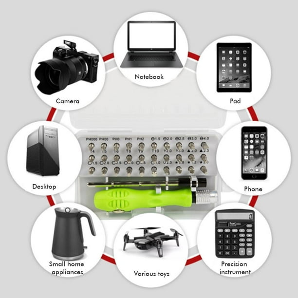 Juego de destornilladores pequeños 32 en 1, juego de herramientas de reparación de dispositivos electrónicos, mini kit de destornilladores magnéticos para teléfono, computadora portátil, gafas y relo