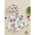 thumbnail image 4 of Yunliwuli Toddler Girl Rash Guard Swimsuit Cute Fruit Print Long Sleeve Bathing Suit Infant Swimwear with Sun Hat, 4 of 10