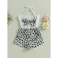 thumbnail image 4 of Wassery Baby Girls Short Jumpsuit Sleeveless Tie-up Halterneck Leopard Print Patchwork Summer Bodysuit, 4 of 8