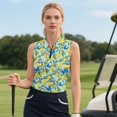 thumbnail image 3 of KEIAHUAN Blue Butterfly Womens Sleeveless Golf Shirts Moisture Wicking 1/4 Zip Up Lemon Print Athletic Shirts Breathable Soft Racerback Tennis Sport Tops with 2 Side Pockets, 3 of 7