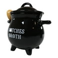 thumbnail image 5 of Ebros Ceramic Wicca Black Cauldron Dipping Condiment Bowl Mug W/ Broom Spoon, 5 of 6