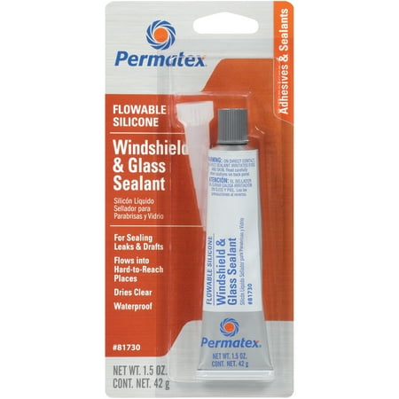 Permatex 81730 Flowable Windshield and Glass Sealer, 15 oz Tube, Clear Viscous Liquid
