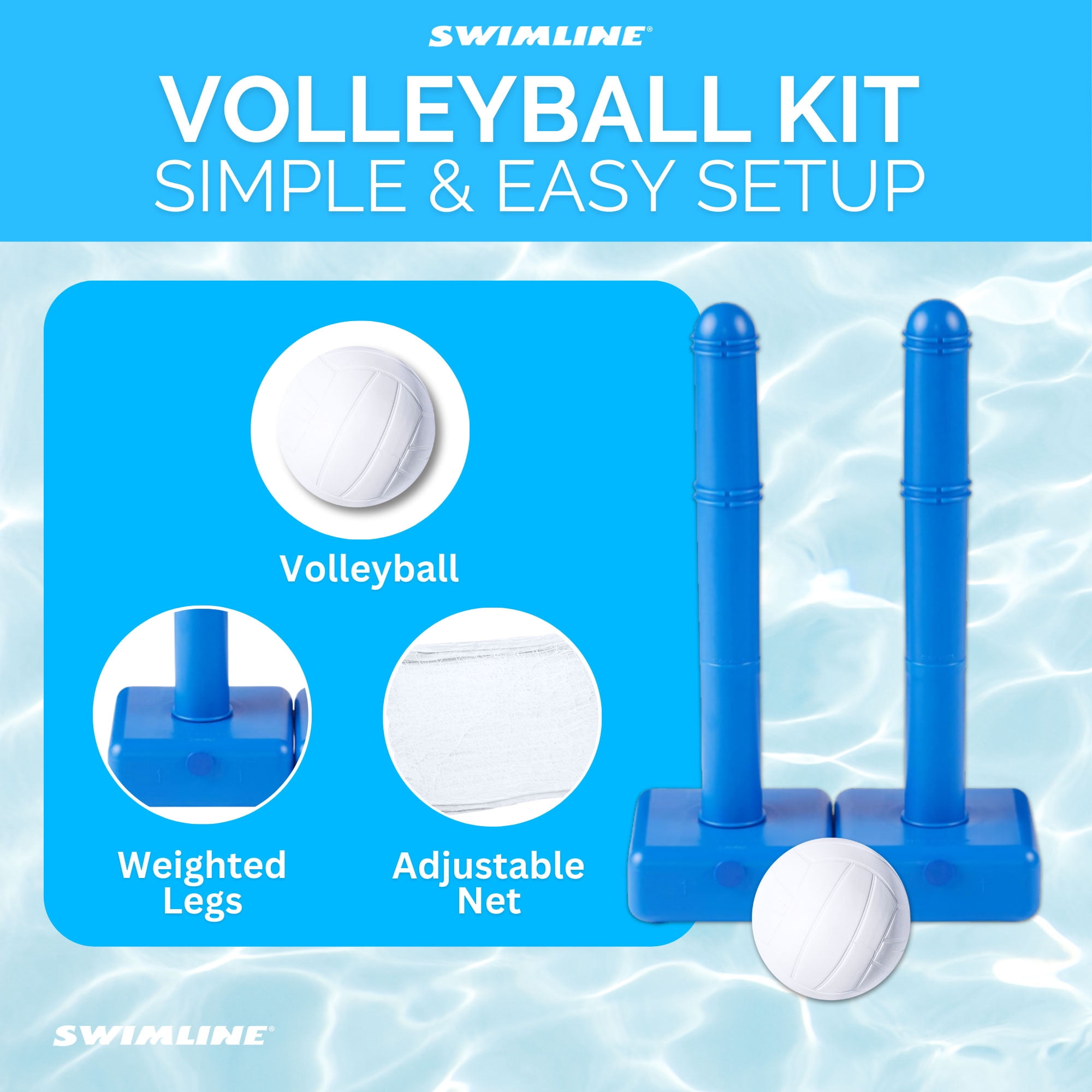 Swimline Cross Inground Swimming Pool Fun Volleyball Net Game Water Set