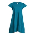 thumbnail image 5 of Time and Tru Women's Short Sleeve Tiered Knit Dress with Pockets, 5 of 5