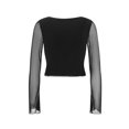 thumbnail image 3 of Lnzyyephy Women's Sweetheart Neck Cropped Tops Solid Color Sheer Mesh Long Sleeve Shirts Streetwear, 3 of 8