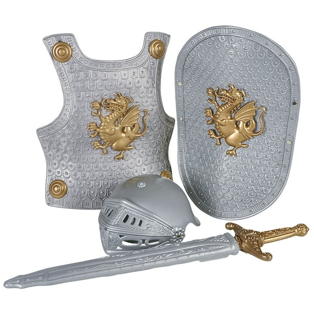 Knight Sword Armor 4pc Child Costume Accessory Set, Silver Gold ...