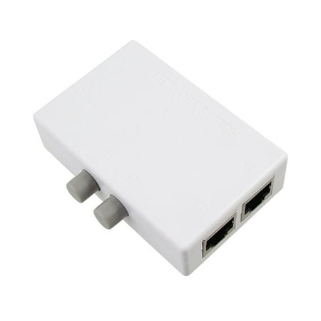 Gray Push Button RJ45 2 Ports Network Switch Plastic Hub White for PC