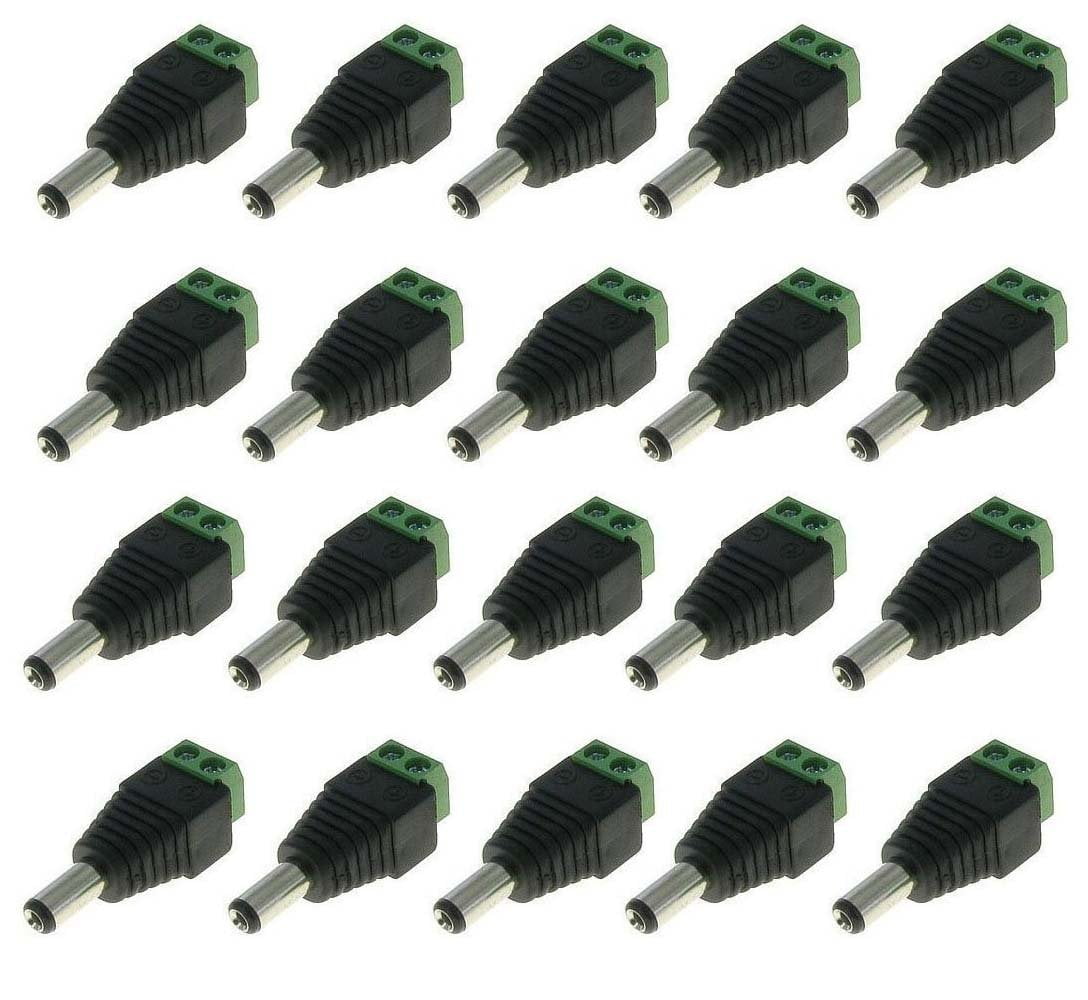 2.1mm x 5.5mm Male CCTV Power Plug Adapter 10 Pack