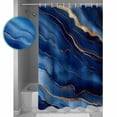 thumbnail image 3 of Abstract Marble Shower Curtain Set ，Waterproof Fabric Shower Curtains Blue Gold Texture Modern Style Simple Shower Curtains for Bathroom,Bathroom Decor 72"x84", 3 of 6