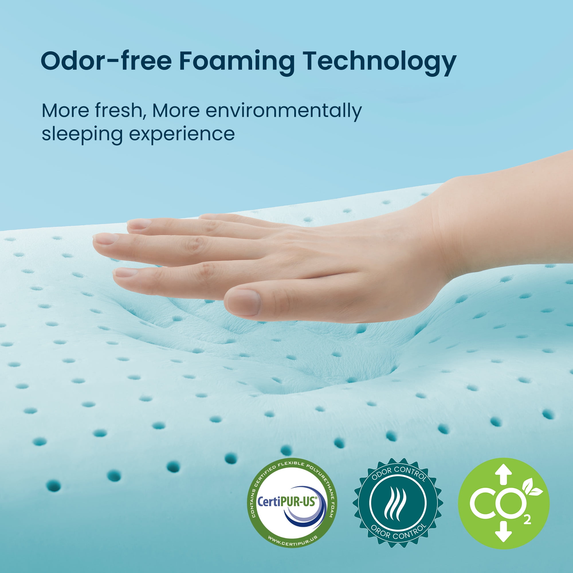 SLEEP ZONE Cooling Memory Foam Pillow Medium Firm Support for Back, Stomach and Side Sleepers (Blue, King, 2 Pack)