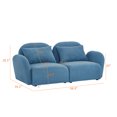 thumbnail image 7 of Loveseat Sofa with Two Pillow, Modern Teddy Fabric Petal Loveseat with Curved Armrests and Backrests, Comfy Living Room Sofa Furniture, Blue, 7 of 7