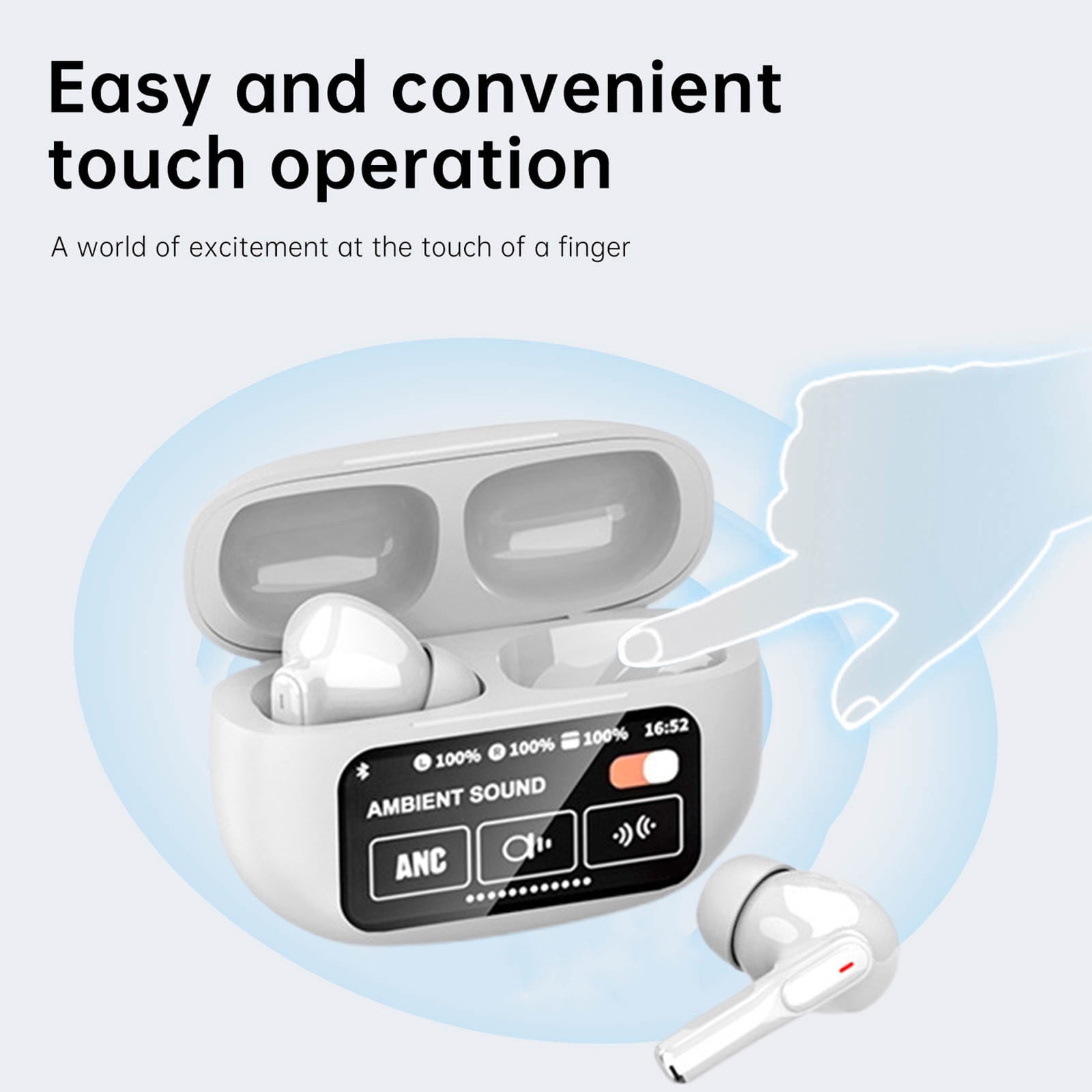 True Wireless Earbuds Bluetooth 5.3 Headphones 45H Long Playtime, Wireless Charging Case, IPX8 Waterproof Stereo Earphones, Built-in Mic Calls, Headset Premium Deep Bass 32 Preset EQs via APP,White