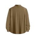 thumbnail image 4 of GUZOM Mens Gauze Long Sleeve Button Down Shirt, Lightweight Breathable Wrinkle Resistant, Relaxed Fit Curved Hem Casual, Solid Khaki,Size L, 4 of 8