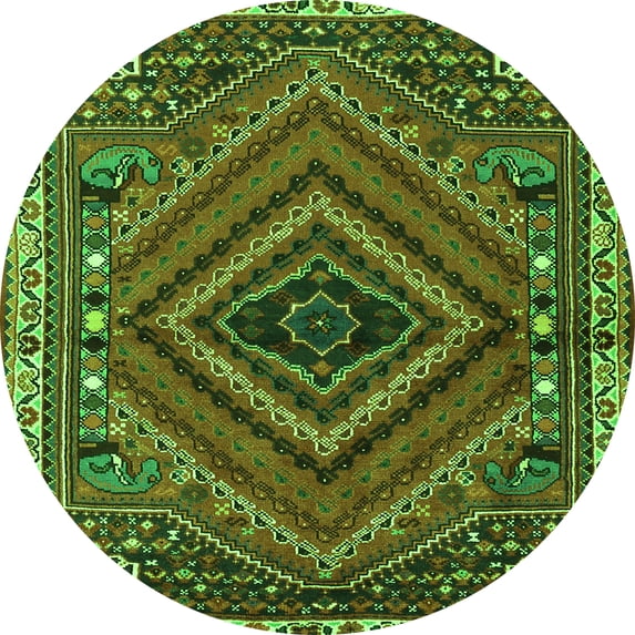 Ahgly Company Machine Washable Indoor Round Persian Green Traditional Area Rugs, 6' Round