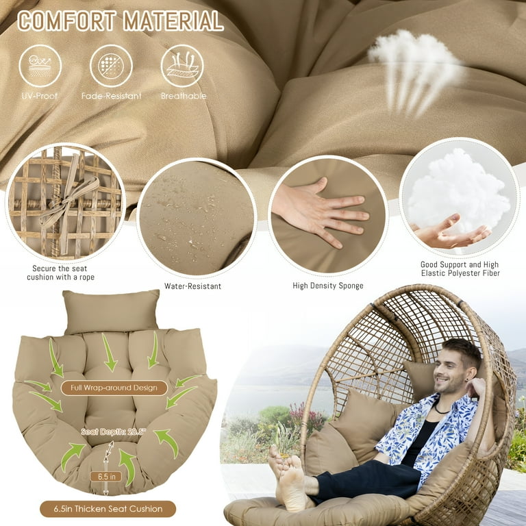 NICESOUL Outdoor Wicker Egg Chair with Ottoman for Patio, Deck