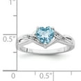 thumbnail image 2 of 925 Sterling Silver Rhodium Plated Diamond Light Swiss Blue Topaz Heart Ring, 2 of 2