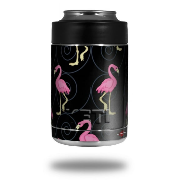 Skin Decal Wrap for Yeti Colster, Ozark Trail and RTIC Can Coolers - Flamingos on Black (COOLER NOT INCLUDED) by WraptorSkinz
