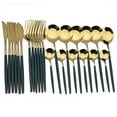 thumbnail image 3 of 24Pcs Stainless Steel Dinnerware Set Kitchen Green Gold Cutlery Set Knife Fork Spoon Flatware Tableware Minimalist Silverware, 3 of 5