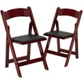 thumbnail image 2 of BizChair 2 Pack Mahogany Wood Folding Chair with Vinyl Padded Seat, 2 of 14