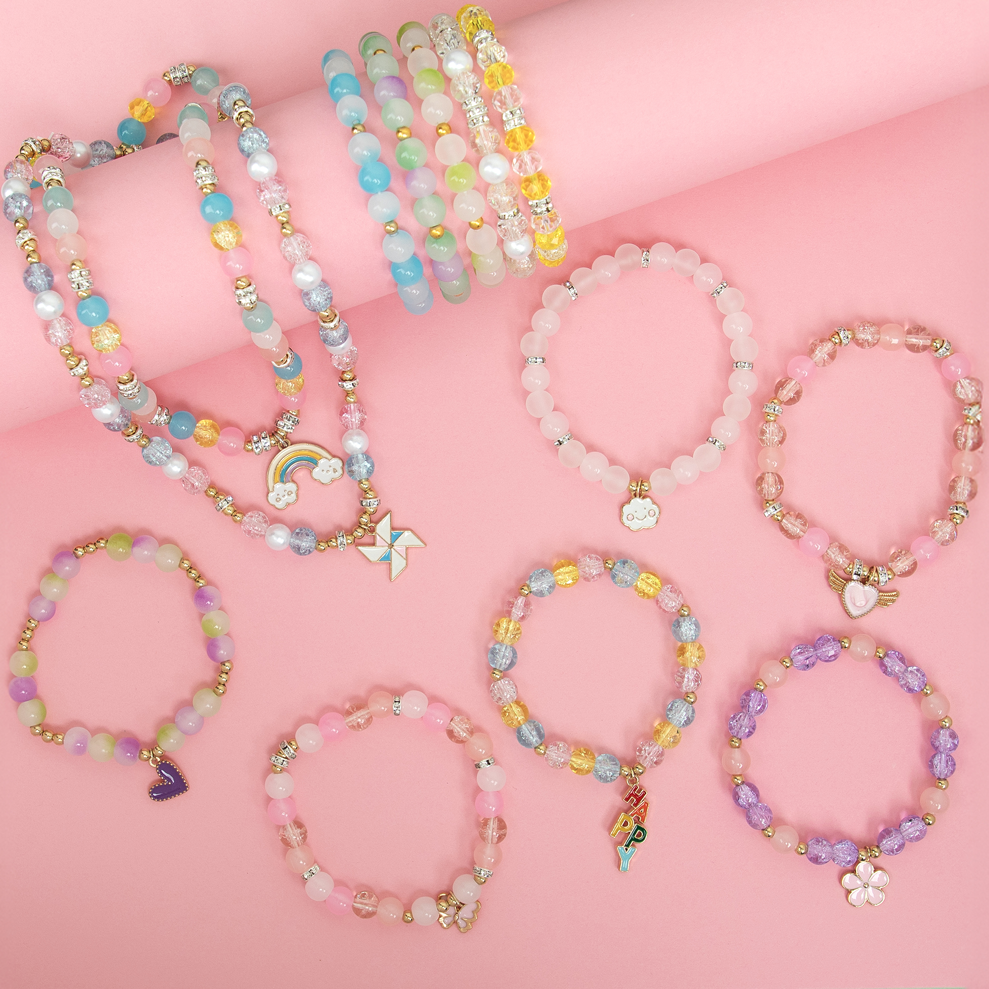 Cousin DIY Bracelet Making Kit with Pastel Beads and Charms, 650 Pieces