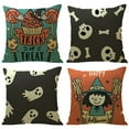 thumbnail image 3 of Funda de almohada con temática de Halloween, cubierta de cojín de lino, cuadrada, Serie de calavera y bruja, para sofá y coche, 3 of 4