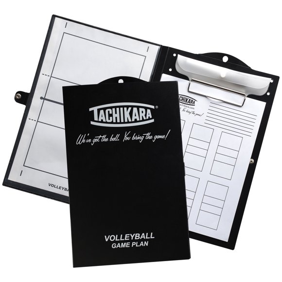 Portapapeles para voleibol Tachikara Game Plan, borrado en seco, color blanco y negro