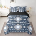 thumbnail image 2 of Feelyou Teens Mandala Aztec Bedding Comforter Set 7pcs, Hippie Western Fashion Queen Bedding Sets, Blue Grey Triangle Square Reversible Queen Sheet Sets, Breathable Home Decor, 2 of 8