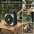 thumbnail image 2 of Ninonly Solar Powered Camping Fan, 12000mAh Portable Tent Fan with LED Light, 4 Speeds & 3 Timers, USB Rechargeable Fan,Green, 2 of 8