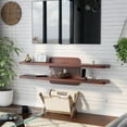 thumbnail image 4 of Furniture of America Brie Wood 2-Tier Floating TV Stand in Vintage Walnut, 4 of 7