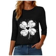 thumbnail image 5 of felwors Saint Patricks Day for Women Lucky Shamrock 3/4 Sleeve Shirt Funny Irish Graphic Tee Spring Party Tops (Black, S), 5 of 8