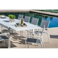 thumbnail image 3 of Hanover Del Mar 11-Piece Outdoor Dining Set w/ 10 Sling Chairs in Gray/White and 40" x 118" Expandable Dining Table, 3 of 16