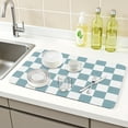 thumbnail image 2 of Diatomaceous Stone Dish Drying Mat, Checkered Quick Dry Dish Drying Mats for Kitchen Counter, Dishes, Cups, and Utensils Green 19.7*11.8 inch, 2 of 7