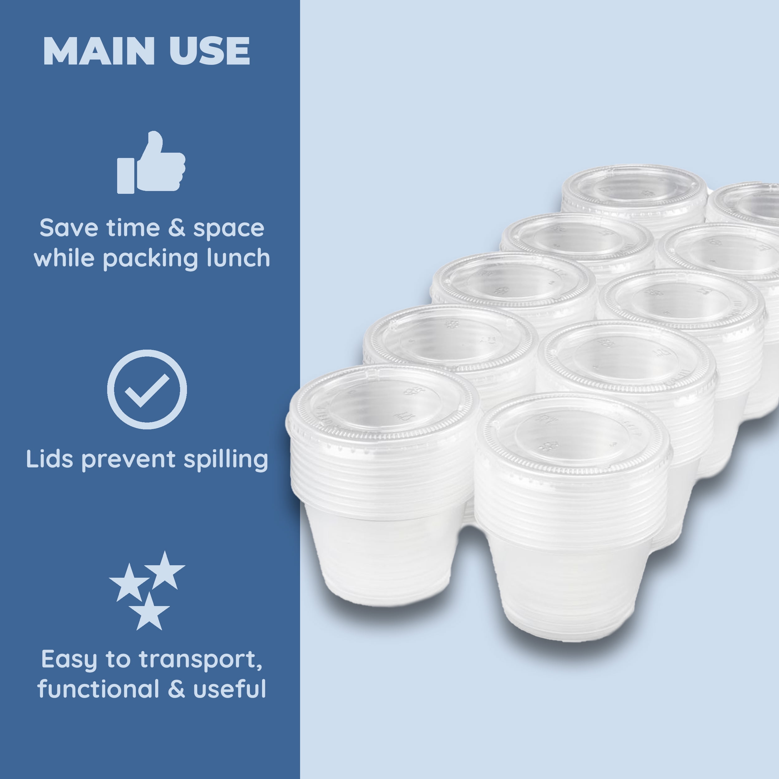 Tezzorio (100 Pack) 0.5-Ounce Plastic Portion Cups with Lids, Small  Condiment Cups/Sauce Cups, Translucent Plastic Souffle Cups/Portion  Containers
