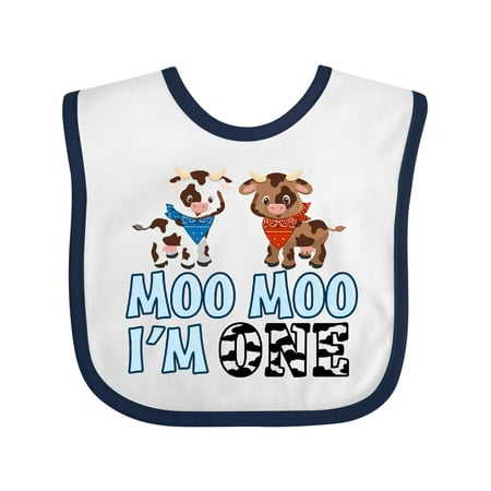 

Inktastic Moo Moo I m 1 with Cute Holstein Cows Gift Baby Boy or Baby Girl Bib