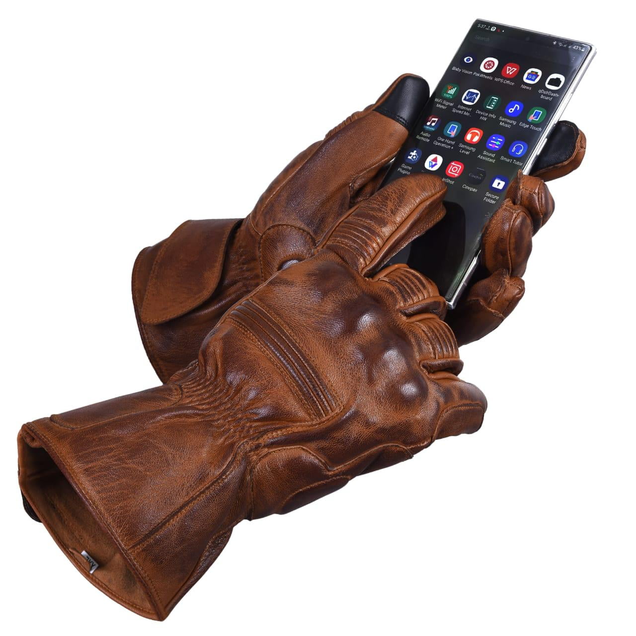 Men's Premium Leather Motorcycle Gloves, Biking Gloves, Made with Original Sheep Skin Leather