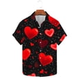 thumbnail image 2 of Unisex Relaxed Short-Sleeve Heart Print Couple Shirt Valentine's Day Gift Turn-Down Collar Summer Casual Multi-Color, 2 of 5