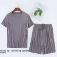 thumbnail image 3 of Conjunto de camiseta para hombre, pantalones cortos de manga corta, ropa de casa, ropa deportiva informal, pijamas de talla grande de verano, 3 of 5