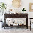 thumbnail image 2 of MODERNLUXE 50" Retro Console Table Sofa Table, Entryway Table with 3 Drawers and Open Bottom Shelf for Entryway, Hallway and Living Room,Espresso, 2 of 7